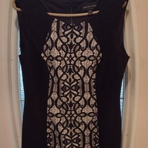 Connected Apparel Black and White Patterned Dress